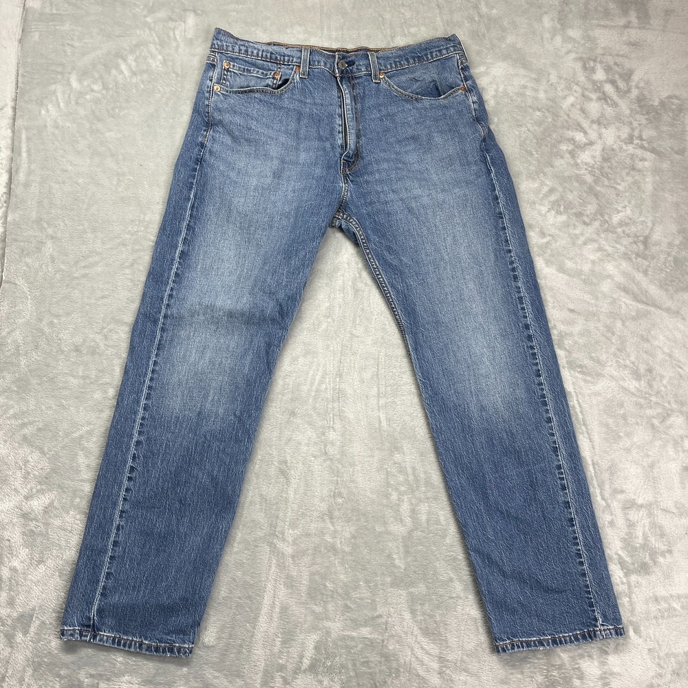 Levi's 505 Jeans‎ Mens 35x30 Blue Denim Medium Wash Red Tab Straight Leg Outdoor